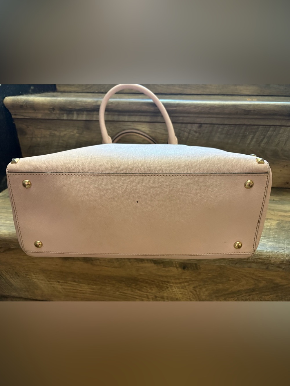 Michael Kors Blush Pink Saffiano Leather Studded Satchel - Picture 4 of 6